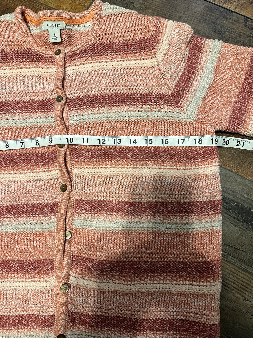 LL Bean Cardigan Size S Striped Button Up Knit Sweater Textured N17 - Picture 9 of 9